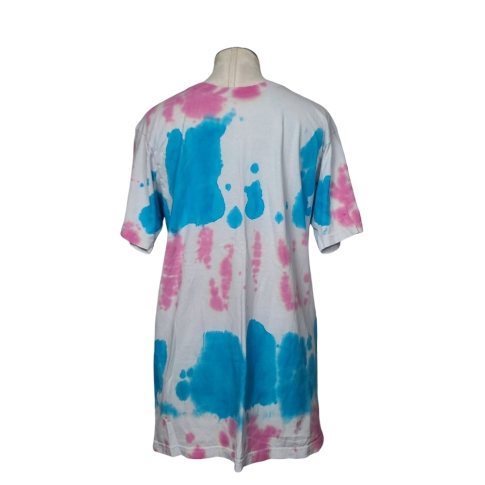 Kirkland Signature White Blue Pink Tie Dye Short Sleeves Shirt M